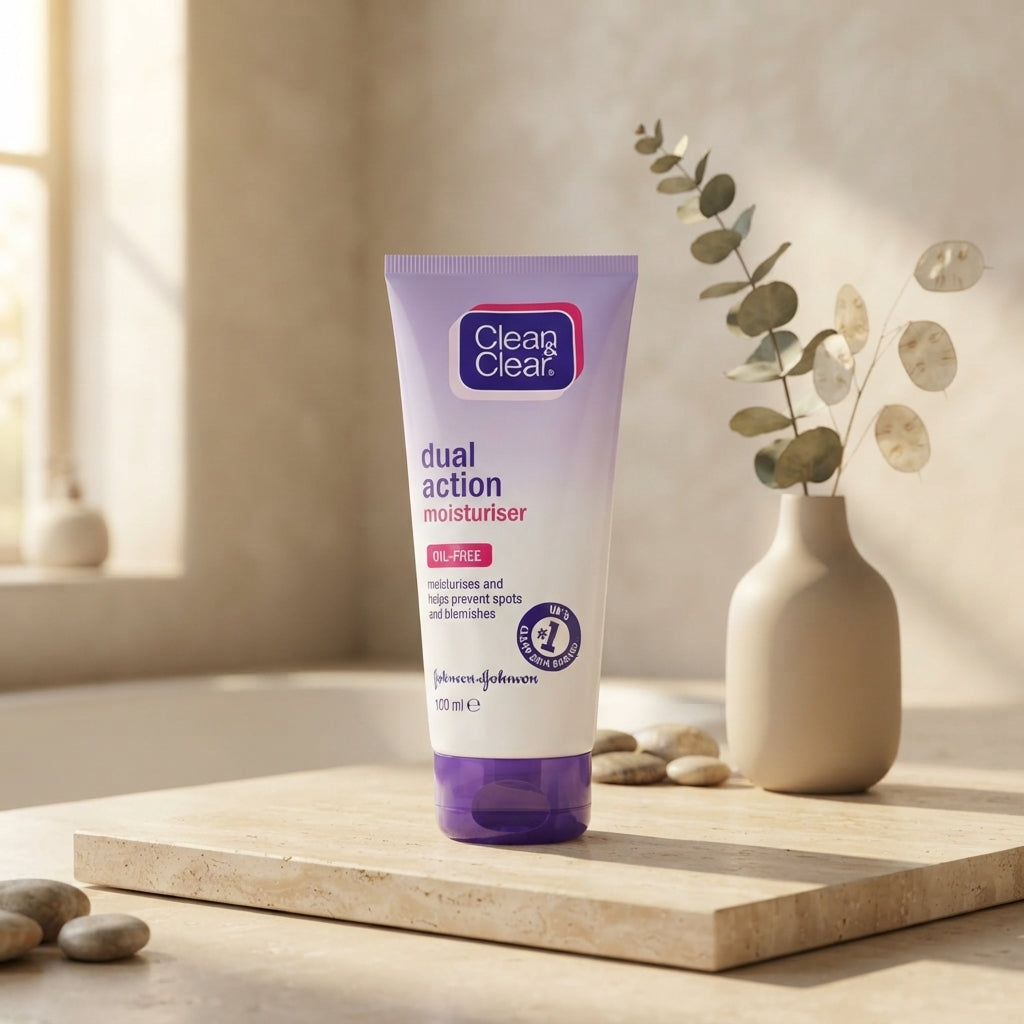 Clean And Clear Dual Action Moisturizer 100ml Oil Free Spot Fighting Formula Hydrating Daily Skincare For Smooth Clear Skin